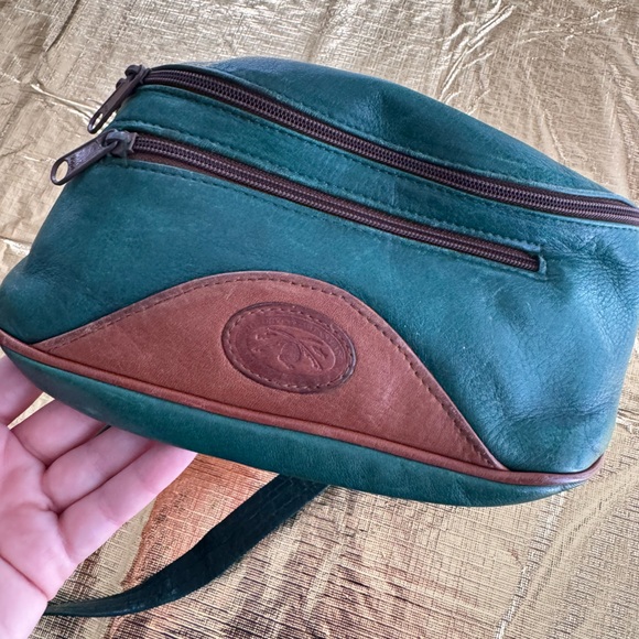 ORVIS Deep Green Brown Leather Fanny Pack Adjustable Waist Belt Bag Unisex - Picture 2 of 12